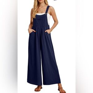 Boho Wide Leg Navy Overalls NWT